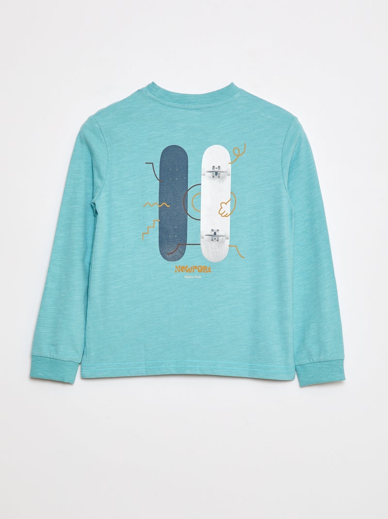 T-shirt folgado com estampado de skate Azul - Kiabi