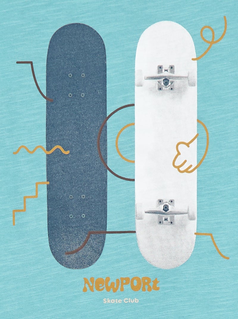 T-shirt folgado com estampado de skate Azul - Kiabi