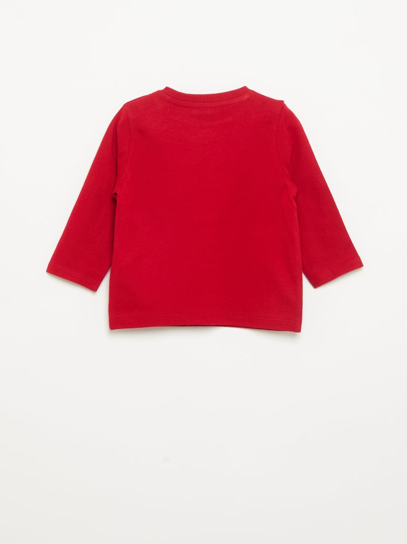 T-shirt folgado de manga comprida 'Disney' 'Stitch' Vermelho - Kiabi