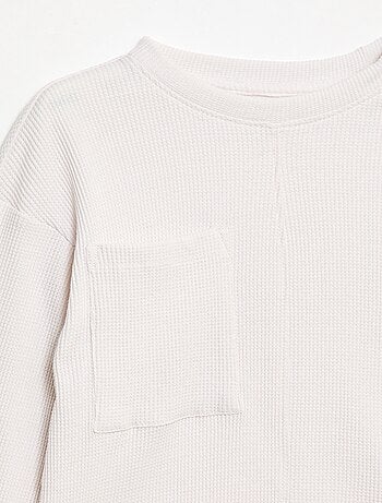 T-shirt folgado texturizado em algodão liso