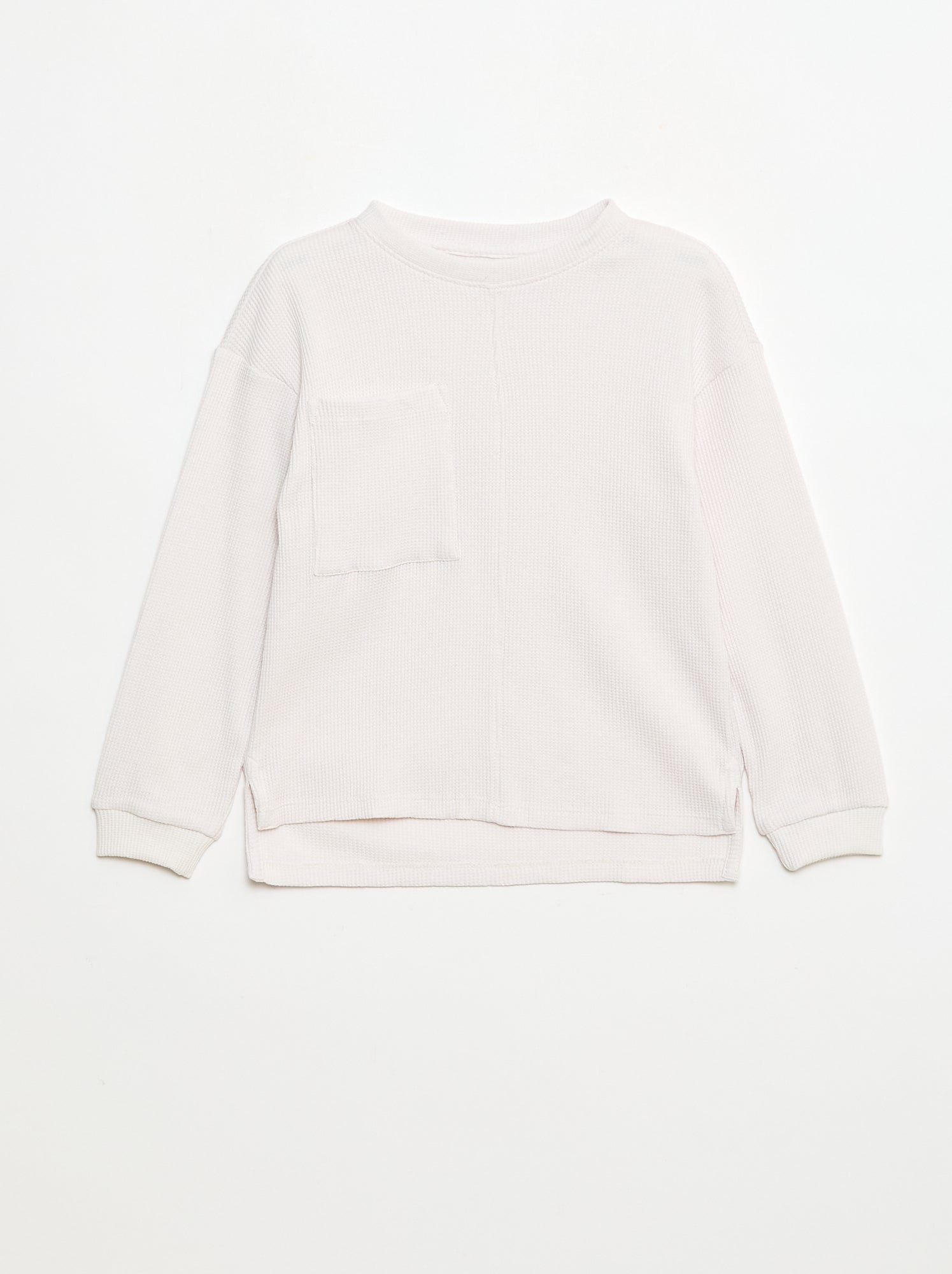 T-shirt folgado em algodão texturizado liso