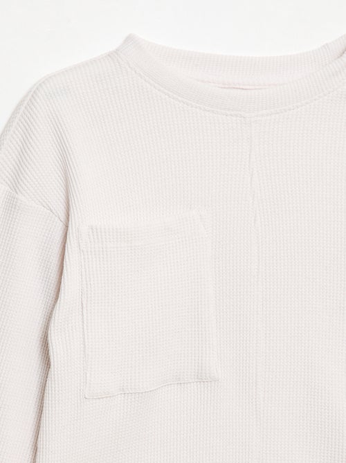 T-shirt folgado em algodão texturizado liso - Kiabi