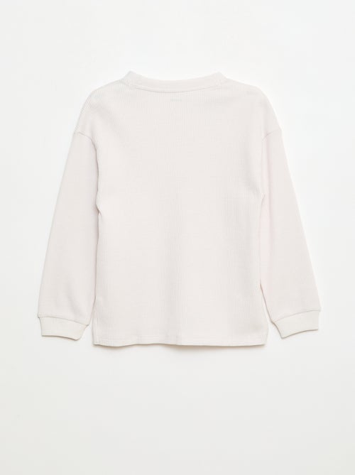 T-shirt folgado em algodão texturizado liso - Kiabi