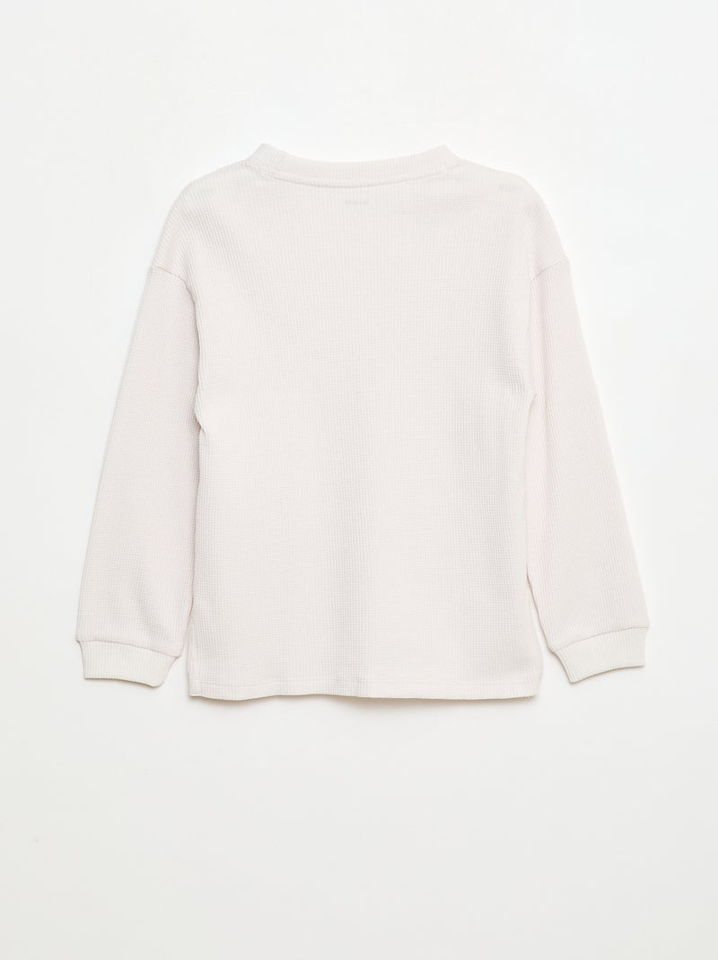 T-shirt folgado em algodão texturizado liso Branco - Kiabi