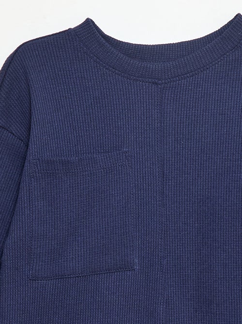 T-shirt folgado texturizado em algodão liso - Kiabi