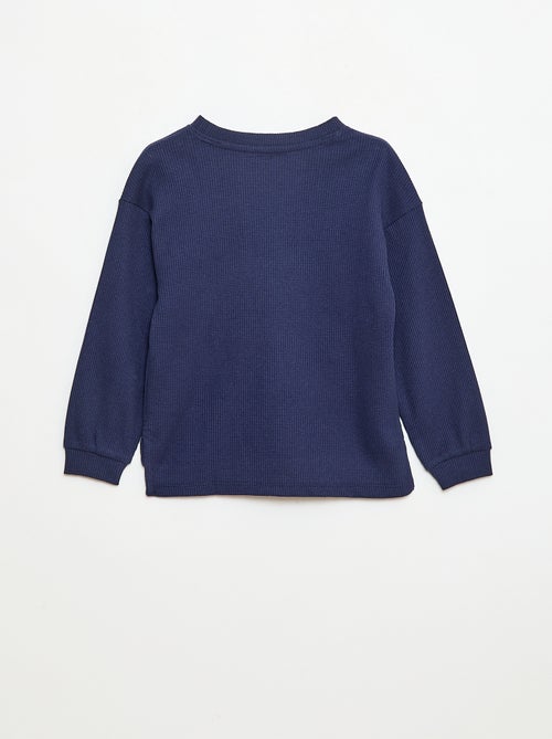 T-shirt folgado texturizado em algodão liso - Kiabi