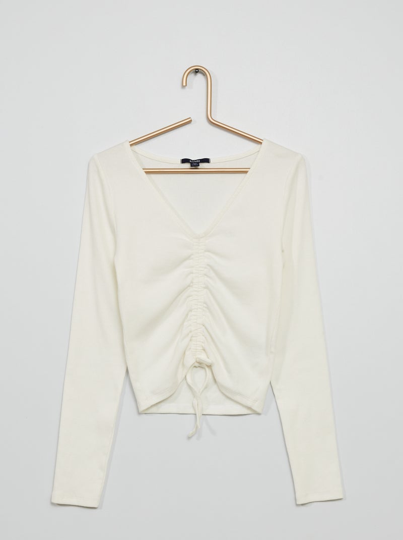 T-shirt franzida Branco - Kiabi