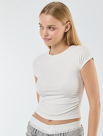 T-shirt franzida lisa