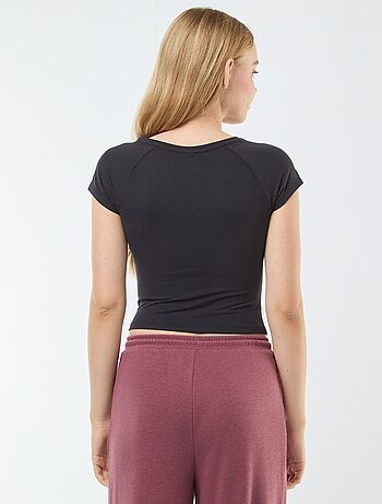 T-shirt franzida lisa