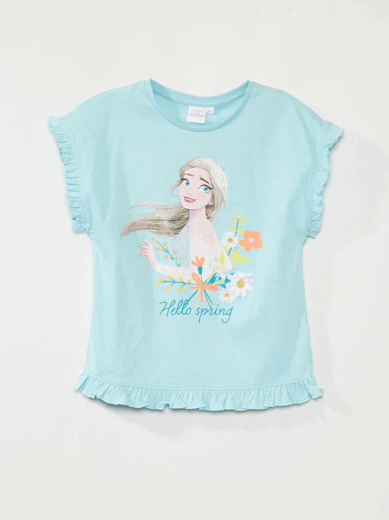 T-shirt 'Frozen' 'Disney' com folhos Azul - Kiabi