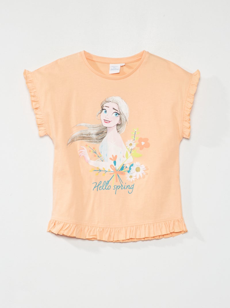T-shirt 'Frozen' 'Disney' com folhos Coral - Kiabi