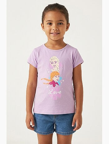 T-shirt frozen roxo menina | licença oficial