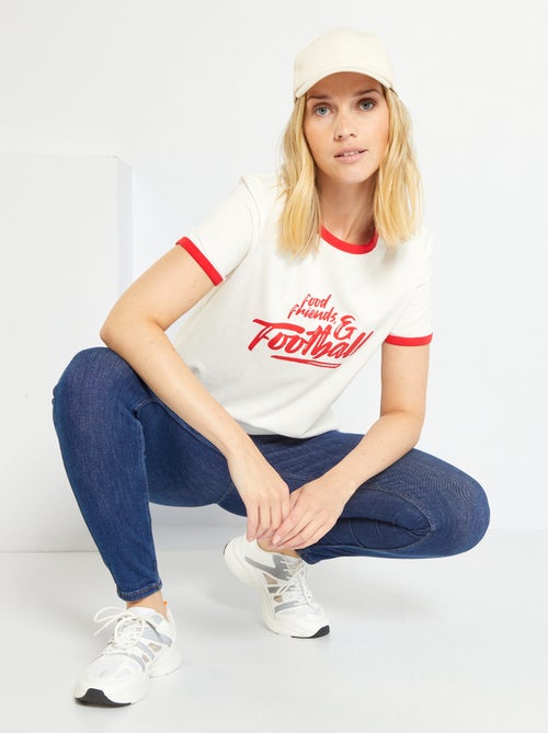 T-shirt 'futebol' com gola redonda - Kiabi