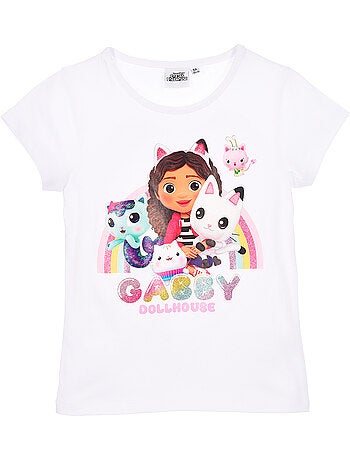 T-shirt gabby's dollhouse branco menina | licença oficial