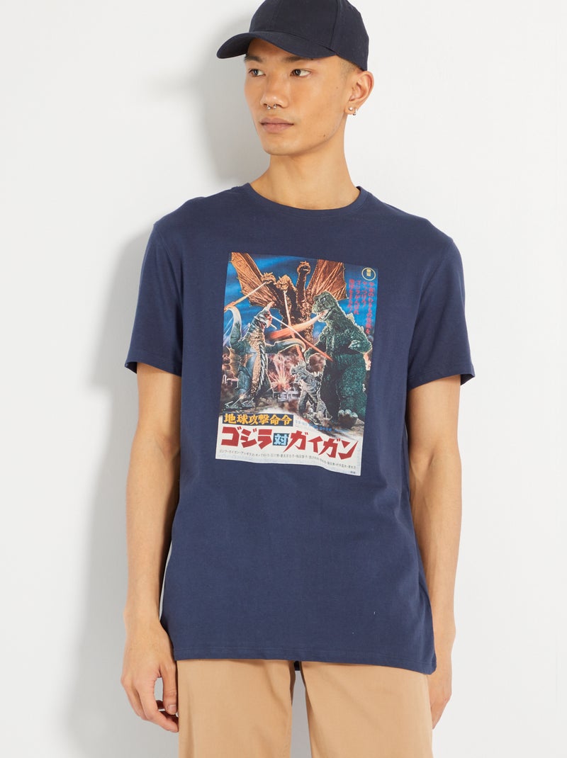 T-shirt 'Godzilla' Azul Preto - Kiabi