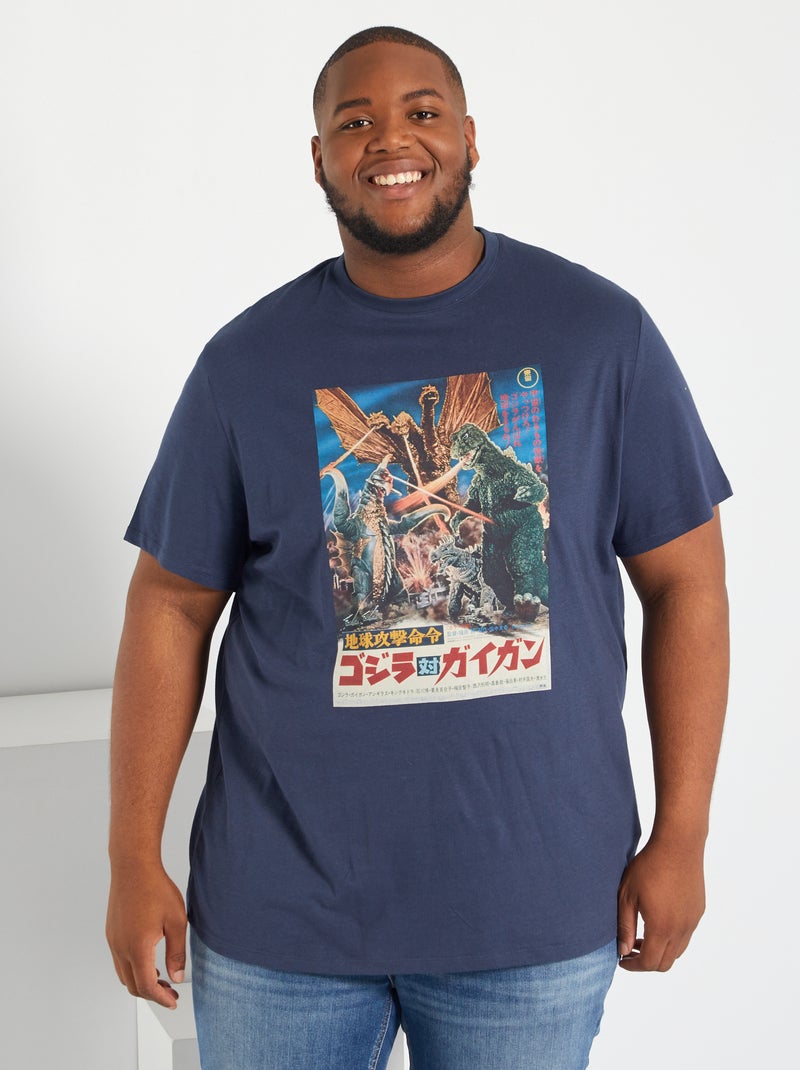 T-shirt 'Godzilla' com impressão vintage Azul Preto - Kiabi