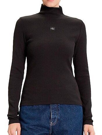 T-Shirt Gola Alta Castanha Calvin Klein Jeans para Mulher