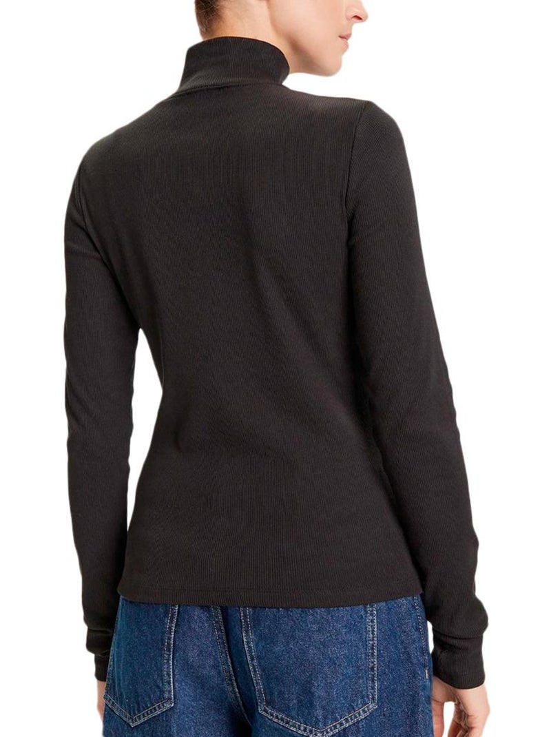 T-Shirt Gola Alta Castanha Calvin Klein Jeans para Mulher Castanho-capuccino - Kiabi