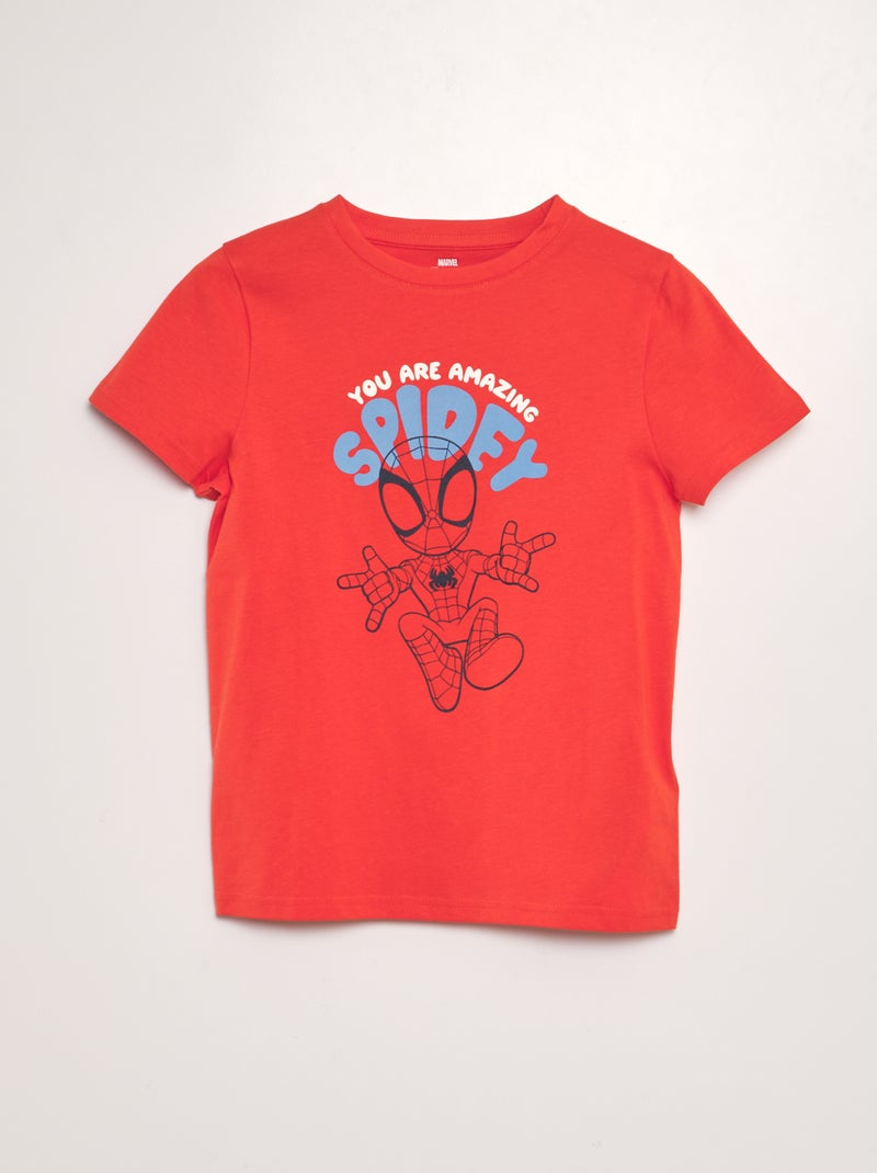 T-shirt gola redonda 'Homem-Aranha' VERMELHO - Kiabi