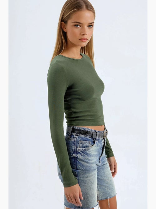 T-shirt gola redonda manga comprida busem - Kiabi T-shirt gola redonda manga comprida busem - Kiabi