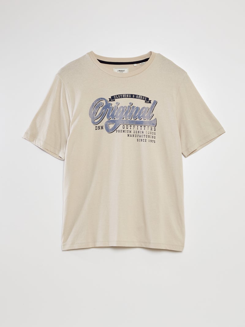 T-shirt gola redonda 'Produkt' BEGE - Kiabi