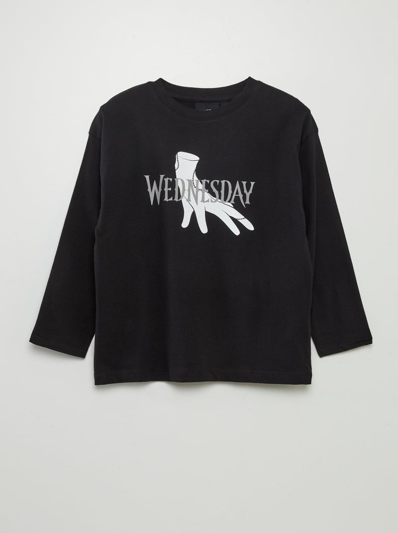 T-shirt gola redonda 'Wednesday' Preto - Kiabi