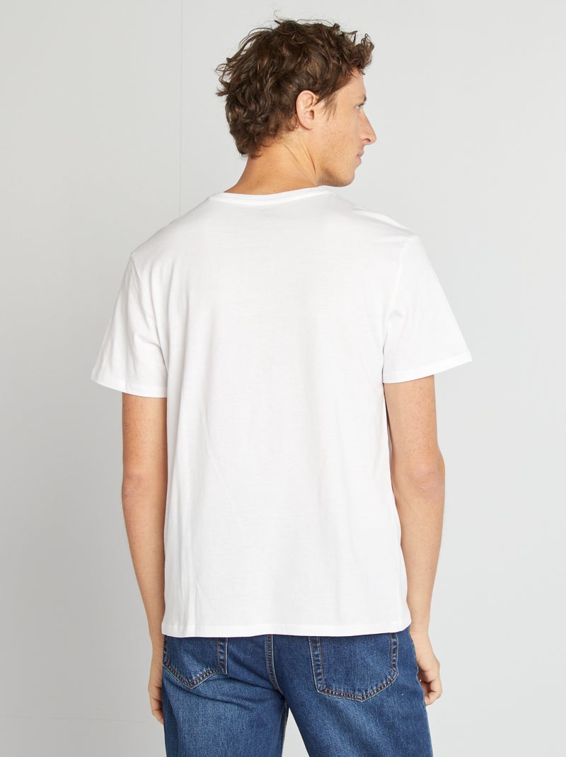T-shirt gola V Branco - Kiabi