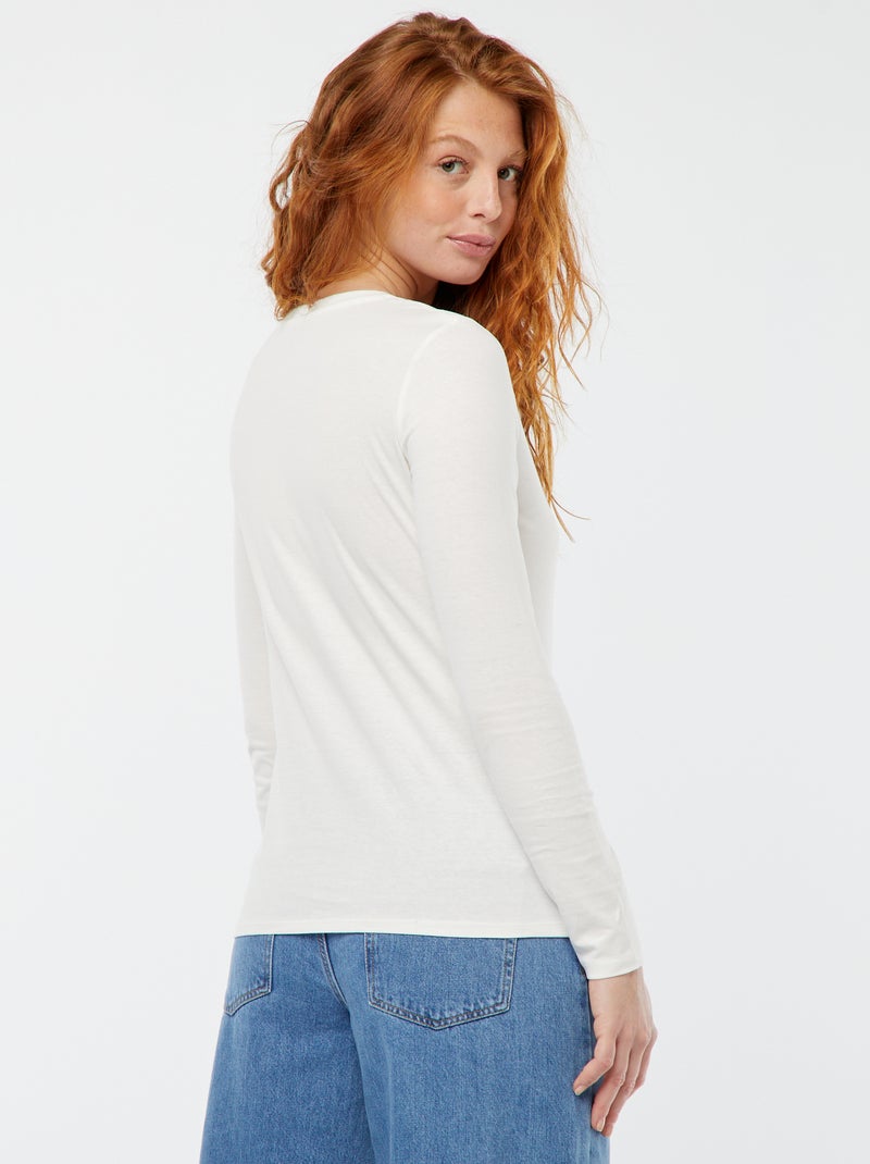 T-shirt gola V Branco - Kiabi