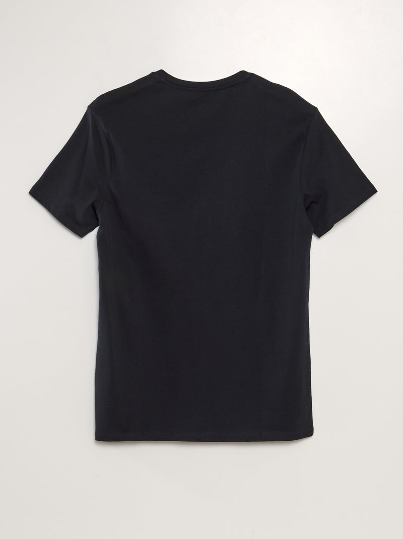 T-shirt gola V Preto - Kiabi