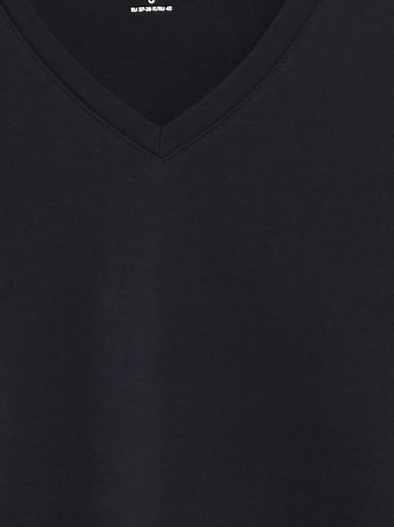 T-shirt gola V Preto - Kiabi