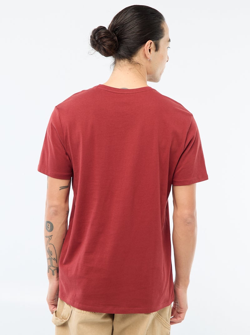 T-shirt gola V Vermelho - Kiabi