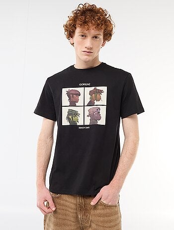 T-shirt 'Gorillaz' em algodão liso