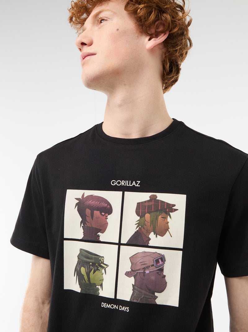 T-shirt 'Gorillaz' em algodão liso Preto - Kiabi