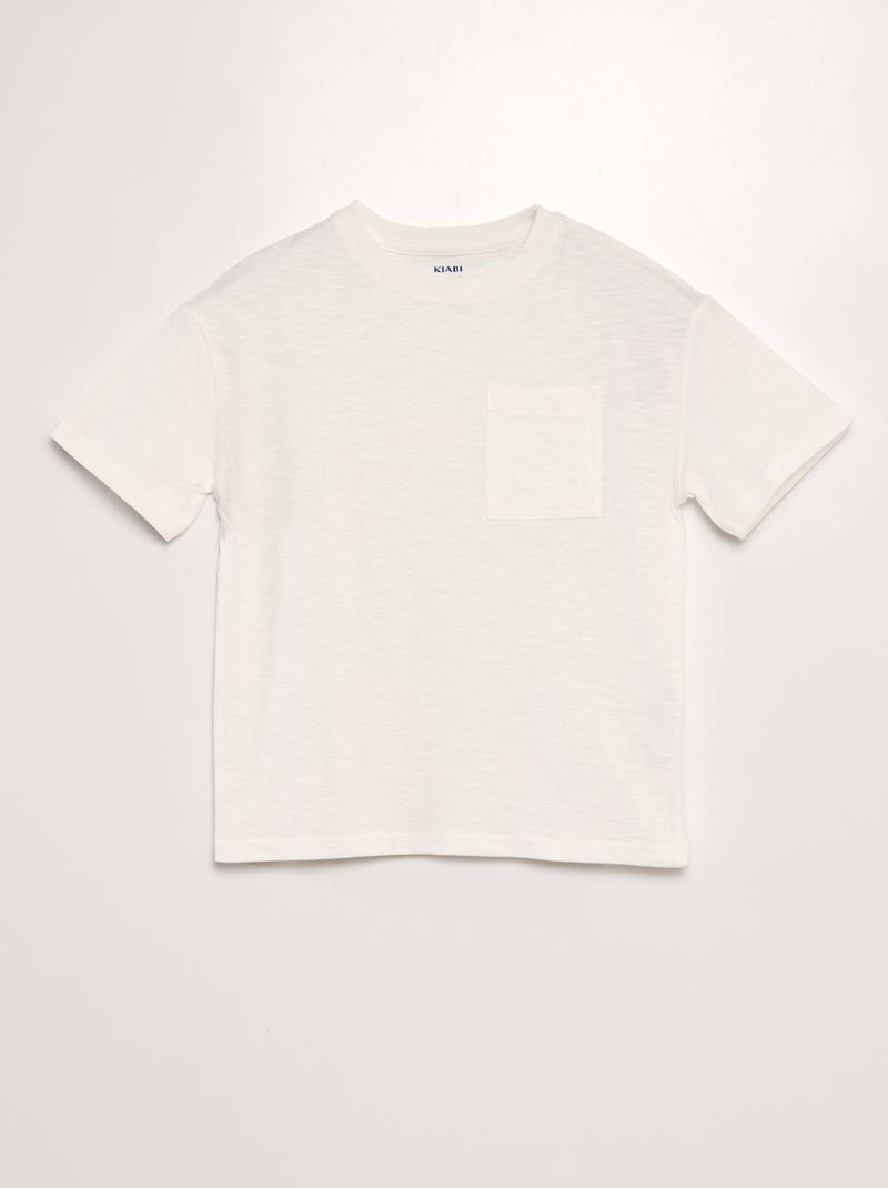 T-shirt grande de gola redonda BRANCO - Kiabi