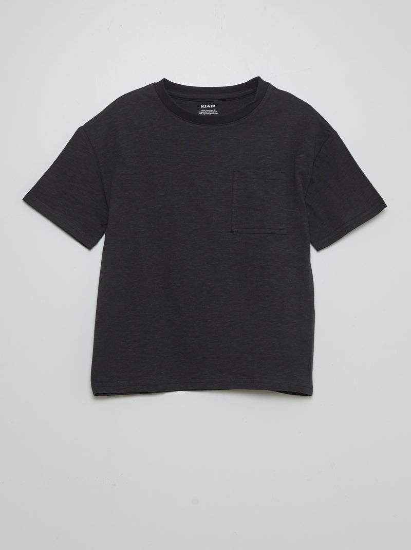 T-shirt grande de gola redonda PRETO - Kiabi