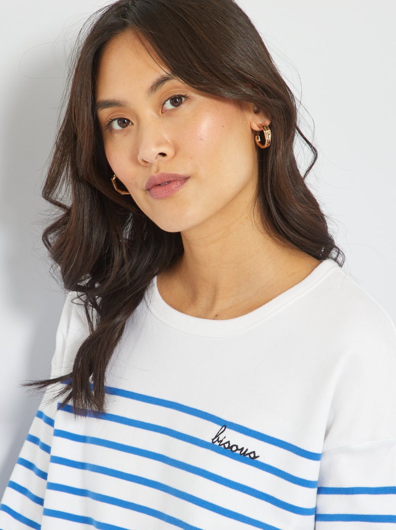 T-shirt grossa às riscas AZUL - Kiabi