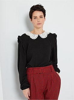 T-shirt grossa com gola claudine - Kiabi