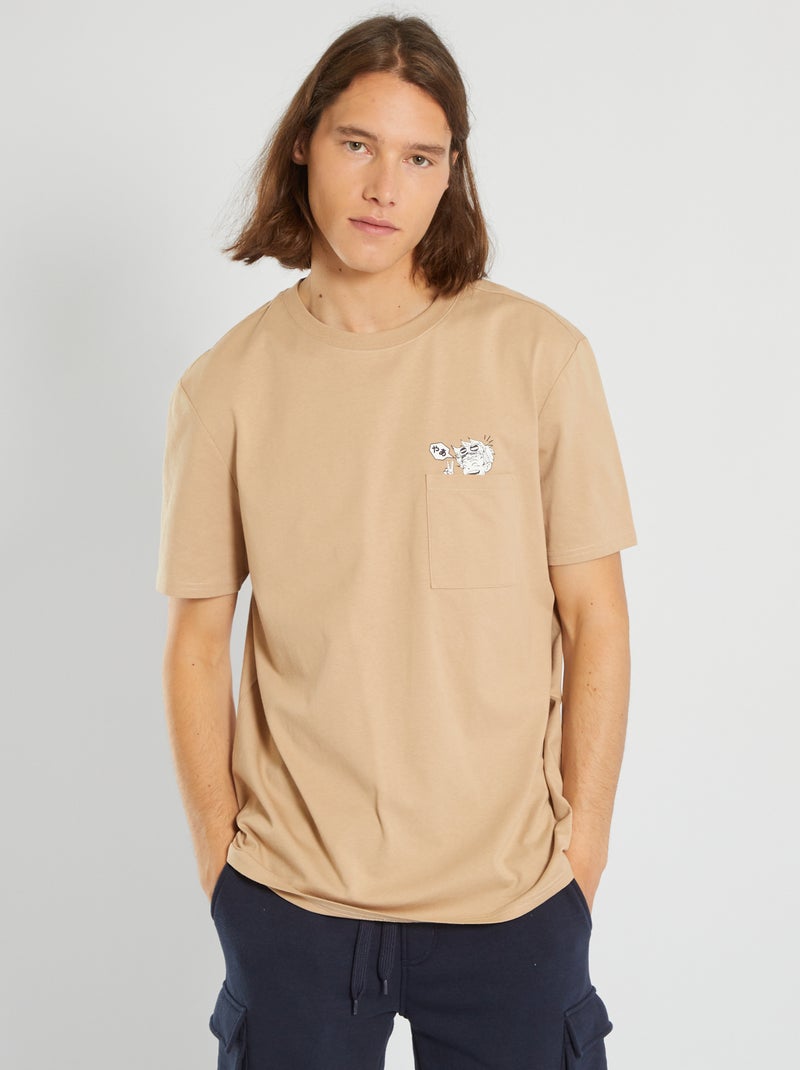 T-shirt grossa em malha jersey PRETO - Kiabi
