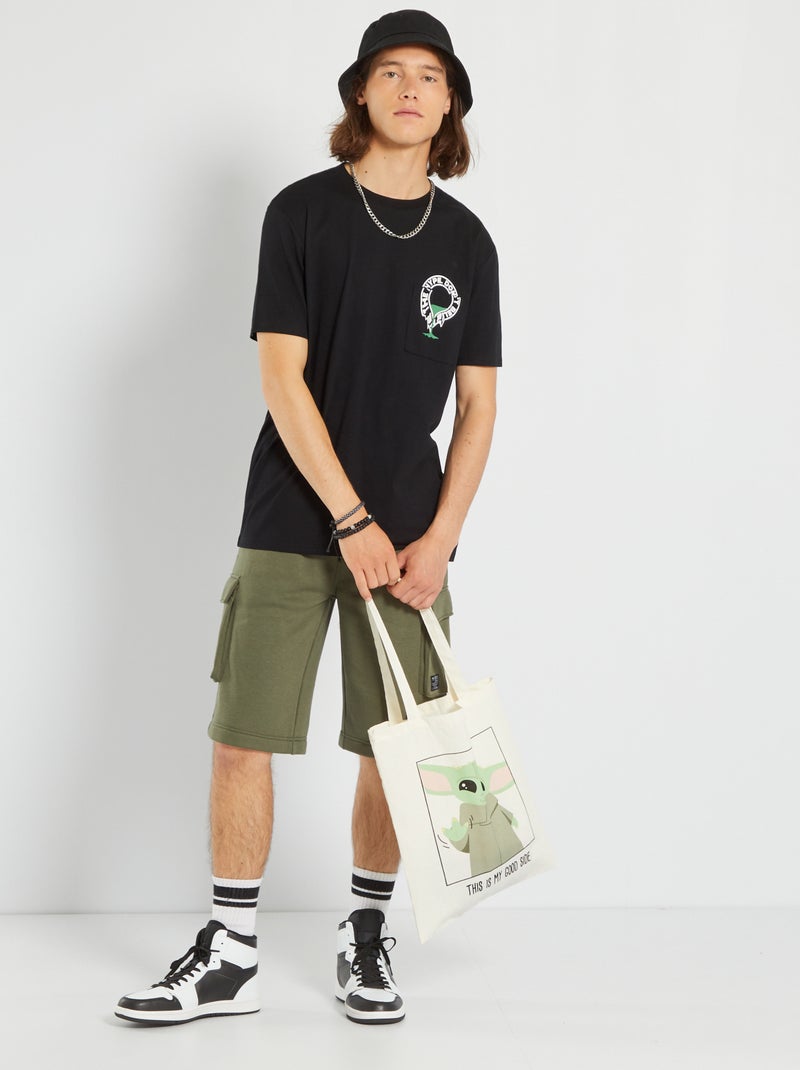 T-shirt grossa em malha jersey PRETO - Kiabi