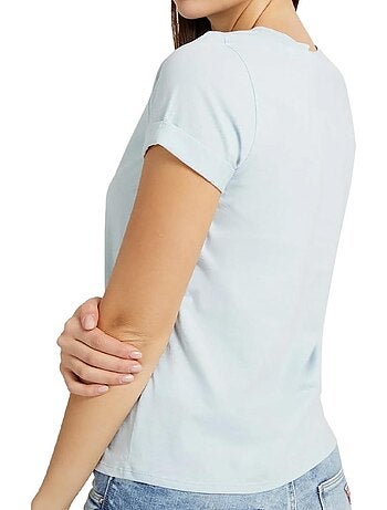 T-shirt guess 1981 azul-claro para mulher