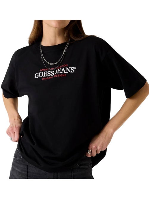 T-shirt guess american preto para mulher - Kiabi