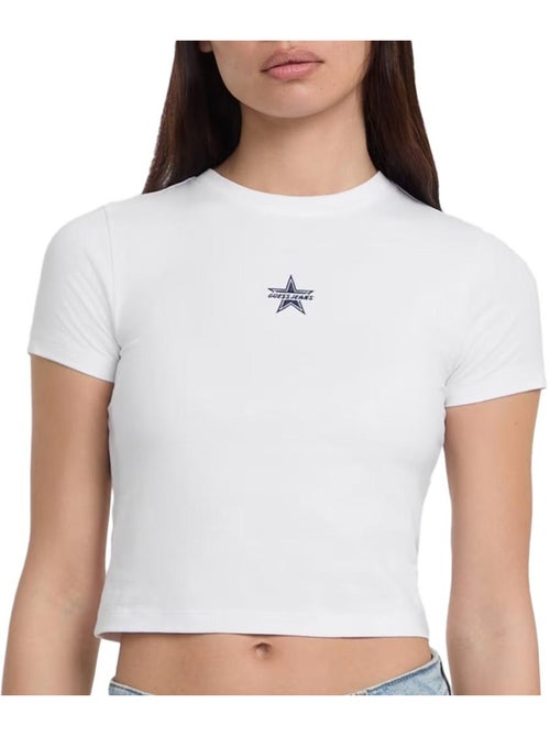 T-shirt guess branco para mulher com logótipo bebé bordado - Kiabi T-shirt guess branco para mulher com logótipo bebé bordado - Kiabi