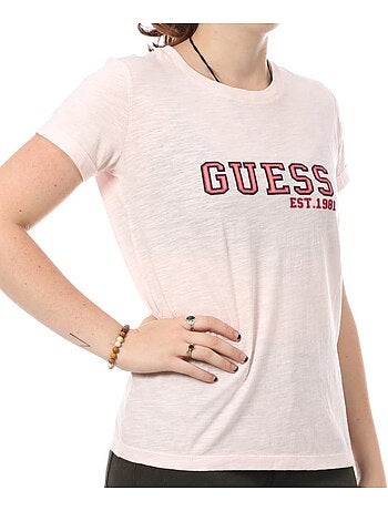 T-shirt Guess College Rosa para Mulher