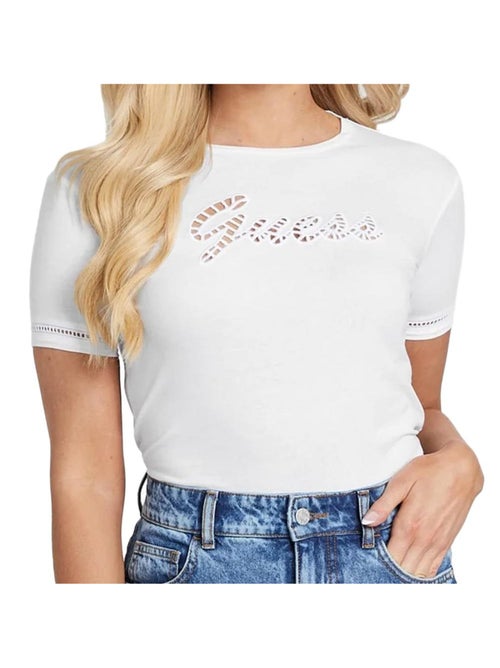 T-shirt guess emily branco para mulher - Kiabi