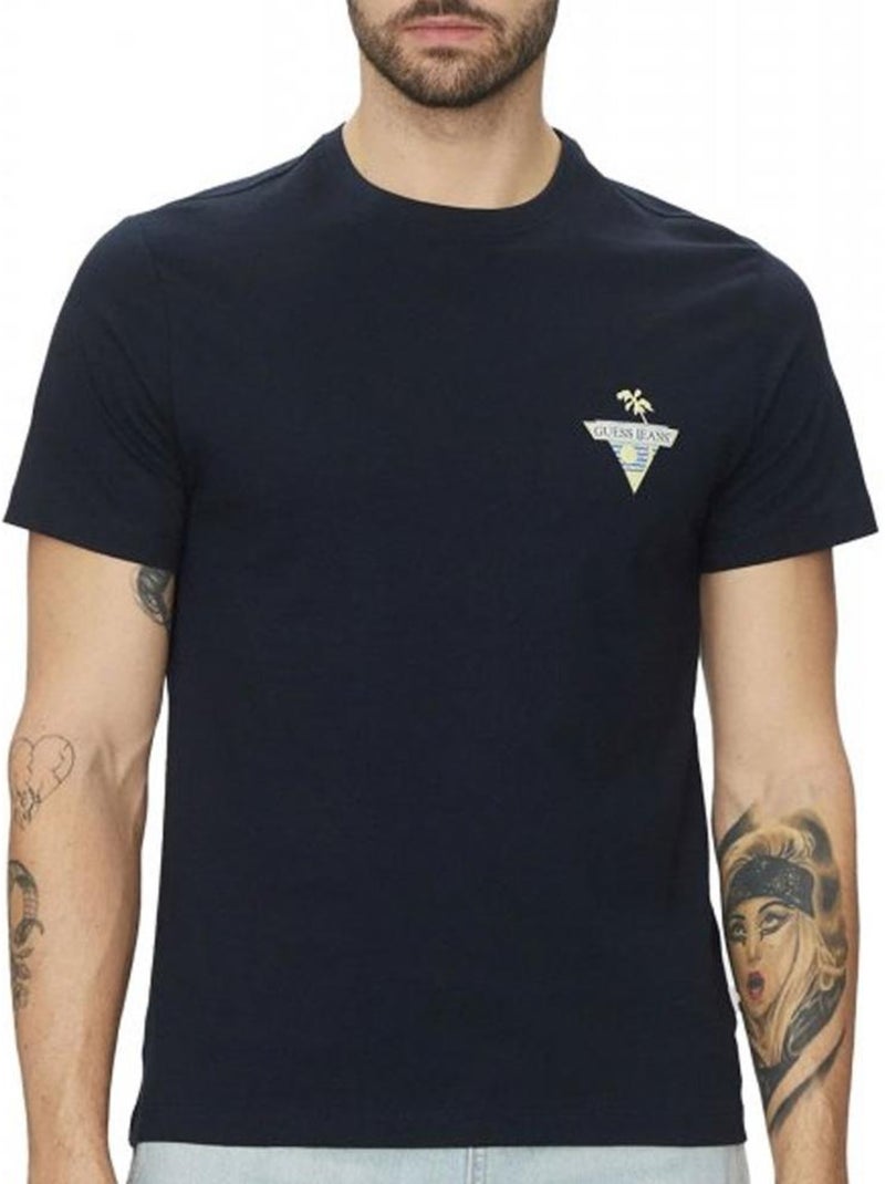 T-shirt guess homem com estampado palmeira Azul-marinho - Kiabi