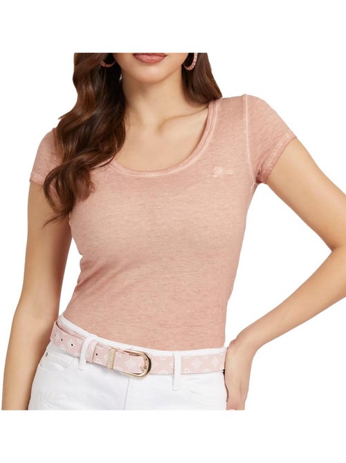 T-shirt guess script rosa claro para mulher - Kiabi