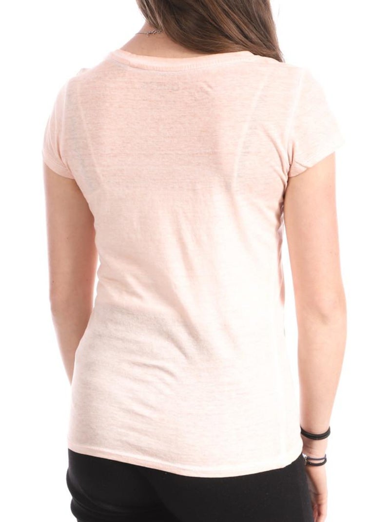 T-shirt guess script rosa para mulher Pêssego - Kiabi