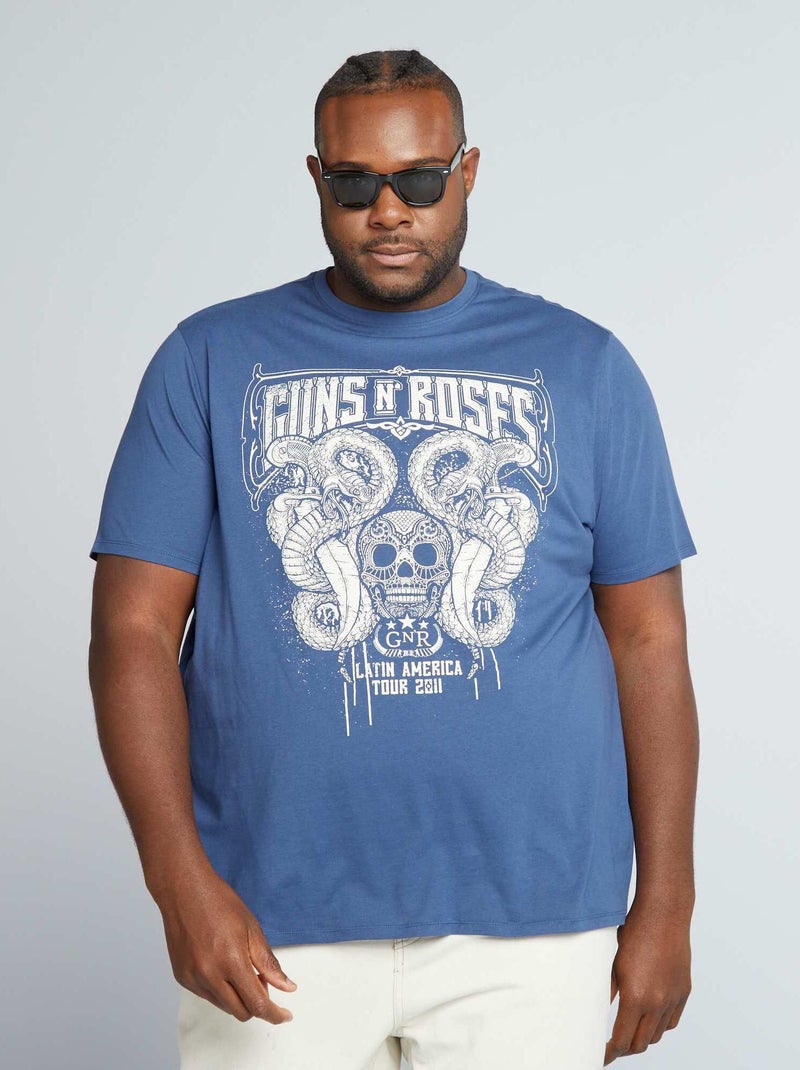 T-shirt 'Gun's N' Roses' em jersey Azul Escuro - Kiabi