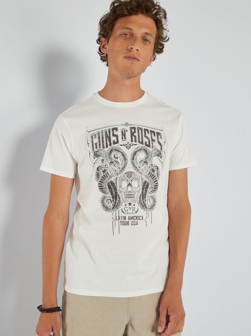 T-shirt 'Gun's N' Roses' em jersey Branco - Kiabi