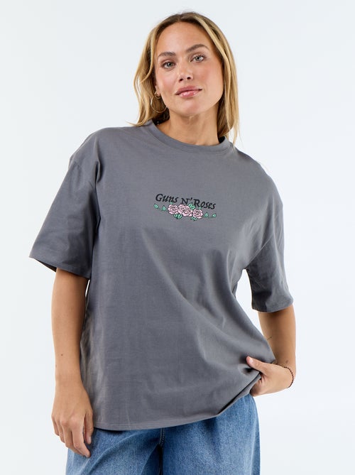 T-shirt 'Guns N\'Roses' de manga curta estampada à frente e atrás - Kiabi